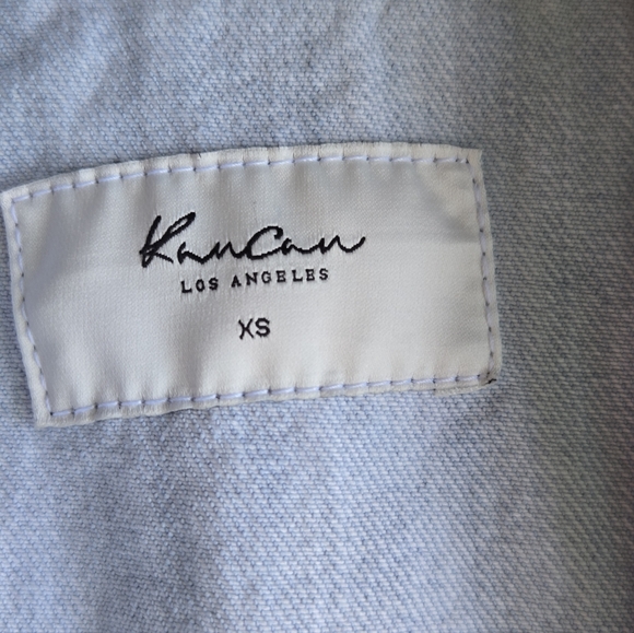 KanCan Los Angeles Distressed Raw Hem Denim Jacket - XS - Picture 5 of 6